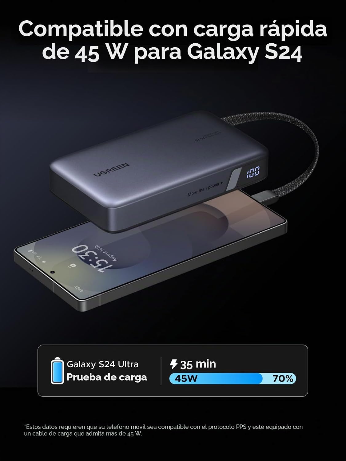 Power-Bank-UGREEN-Nexode-20-000-mAh-67-W-con-Cable-USB-C-Integrado-3