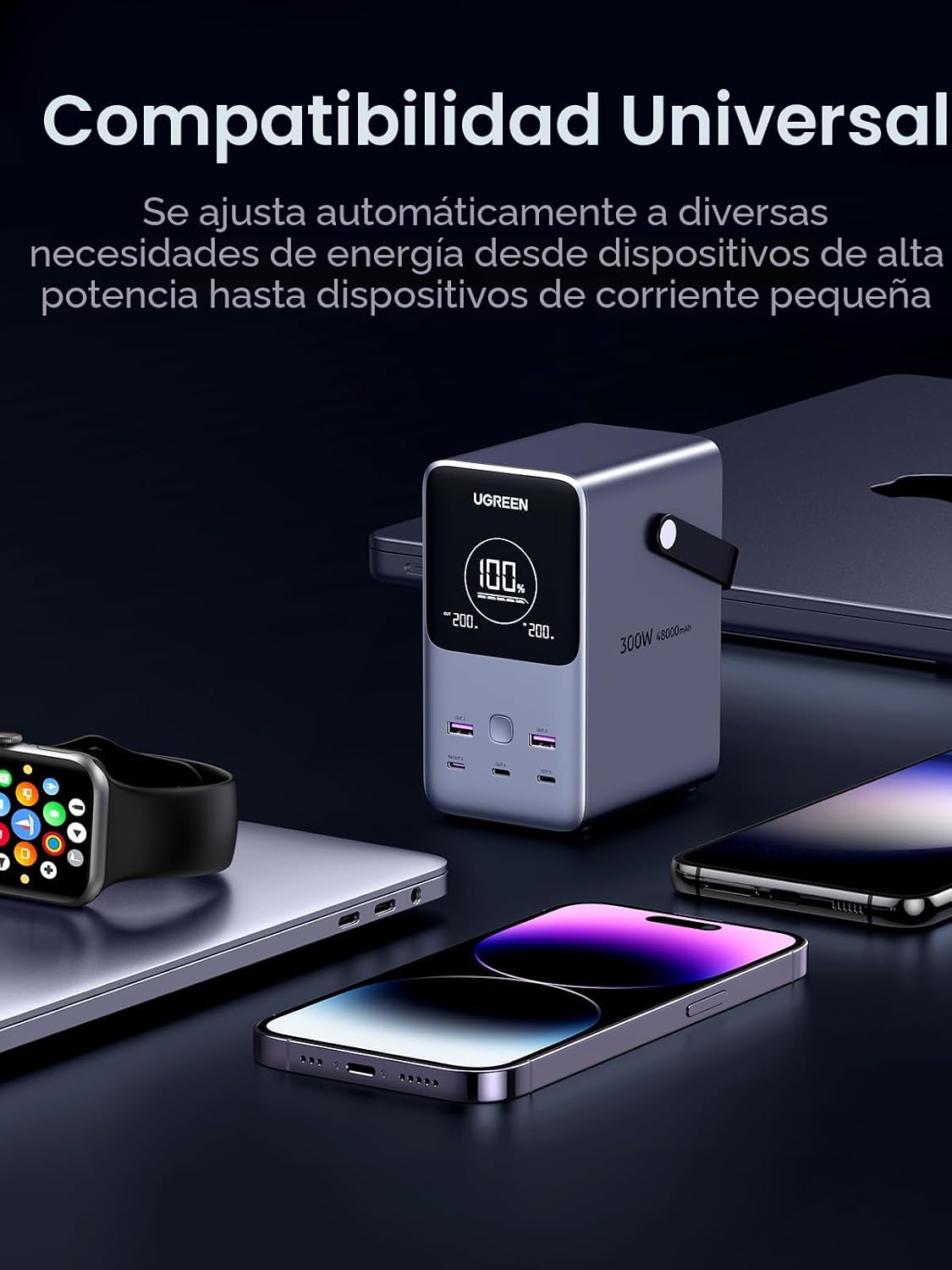 Estación-de-Energía-Portátil-UGREEN-300-W-48-000-mAh-para-Camping-7