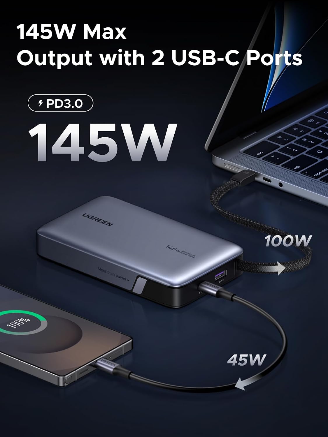 Power-Bank-UGREEN-Nexode-20-000-mAh-145-W-con-Cable-USB-C-Integrado-2