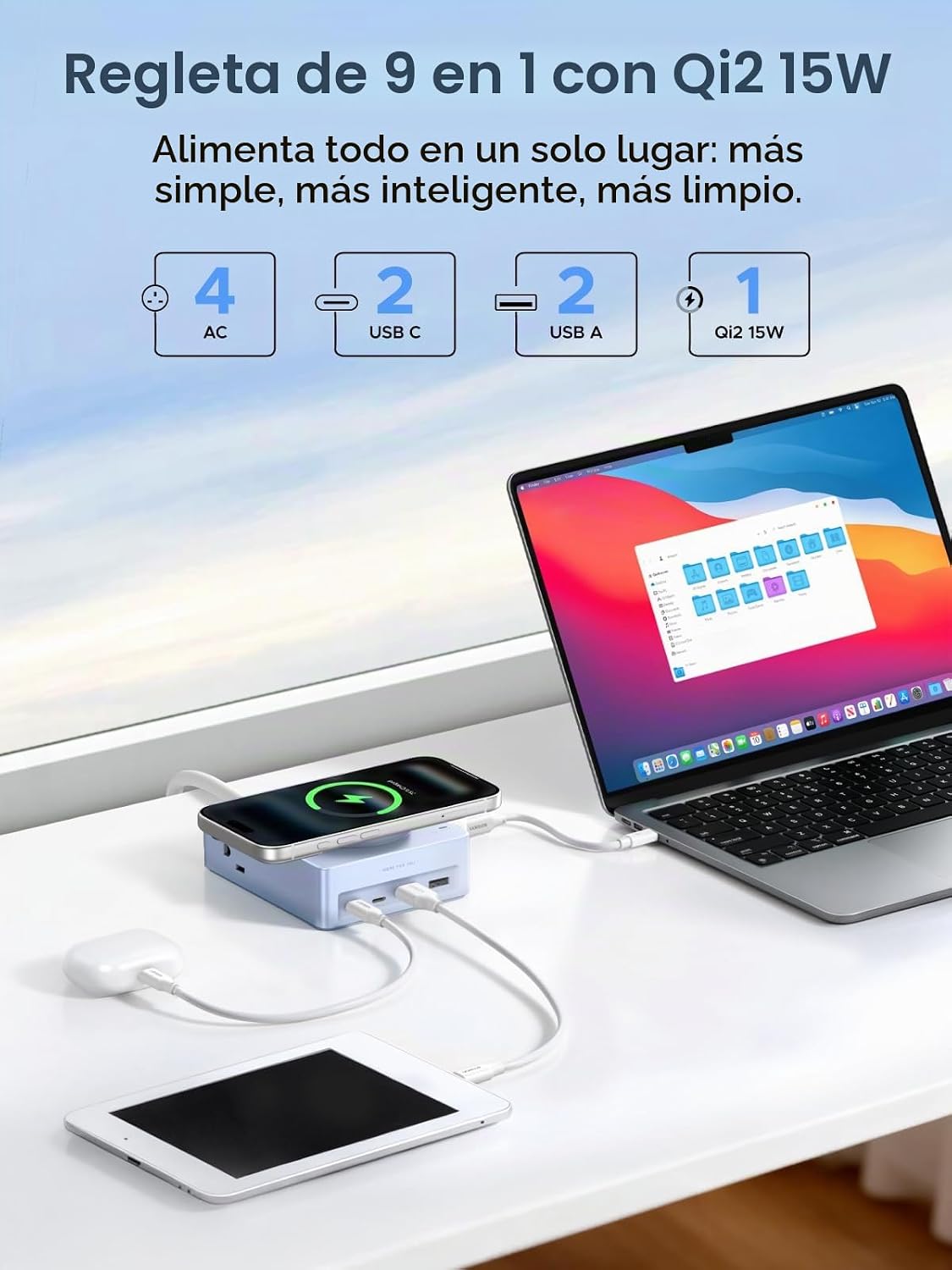 Regleta-UGREEN-con-Cargador-Inalámbrico-de-15-W-y-8-Puertos-2