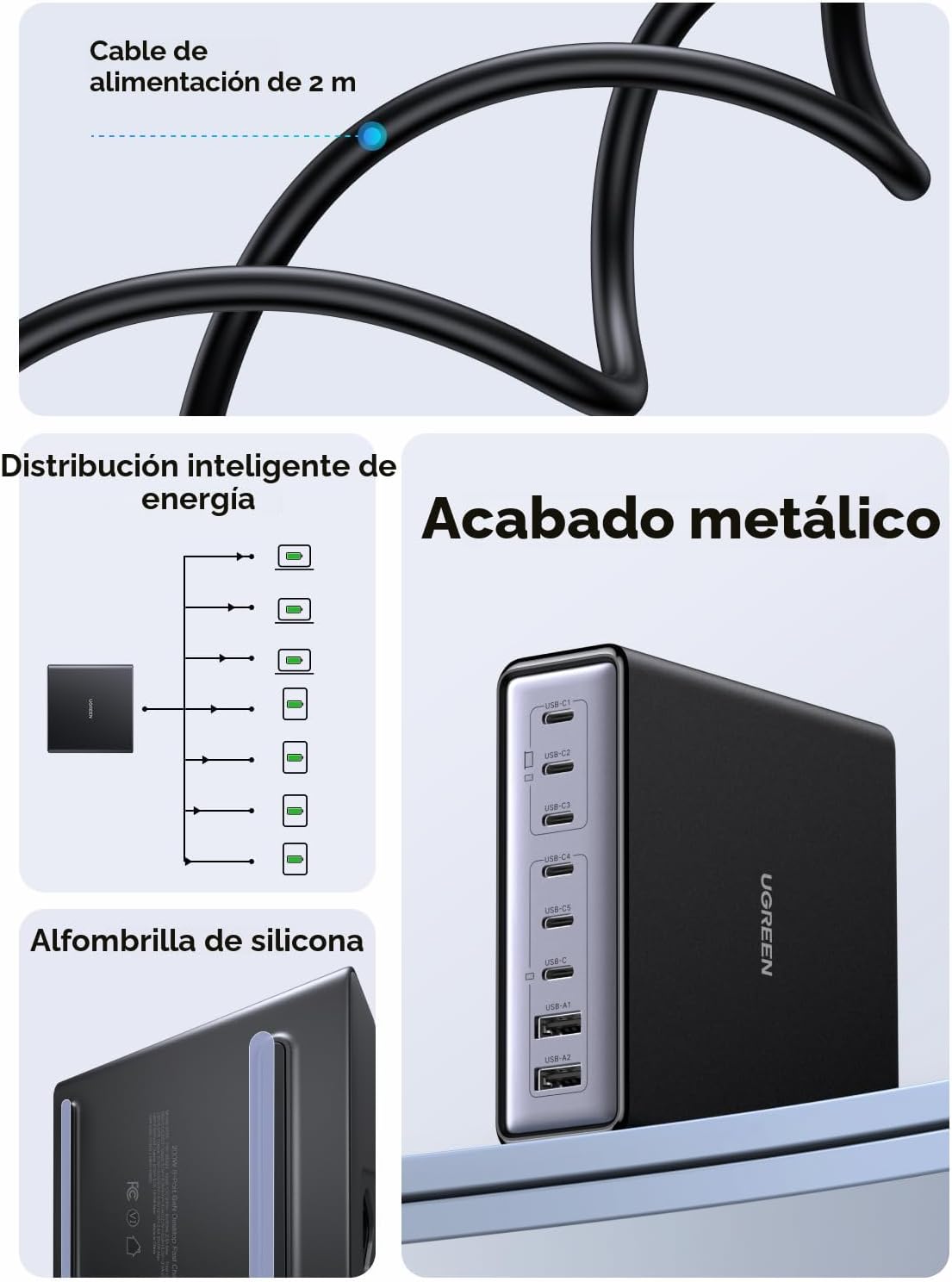 Estación-de-Carga-UGREEN-Nexode-200-W-de-8-Puertos-USB-C-con-PD-100-W-8
