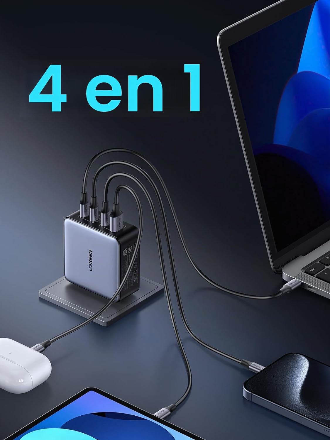 Cargador-UGREEN-Nexode-X-160-W-GaN-USB-C-de-4-Puertos-PD-3-1-para-Laptop-3