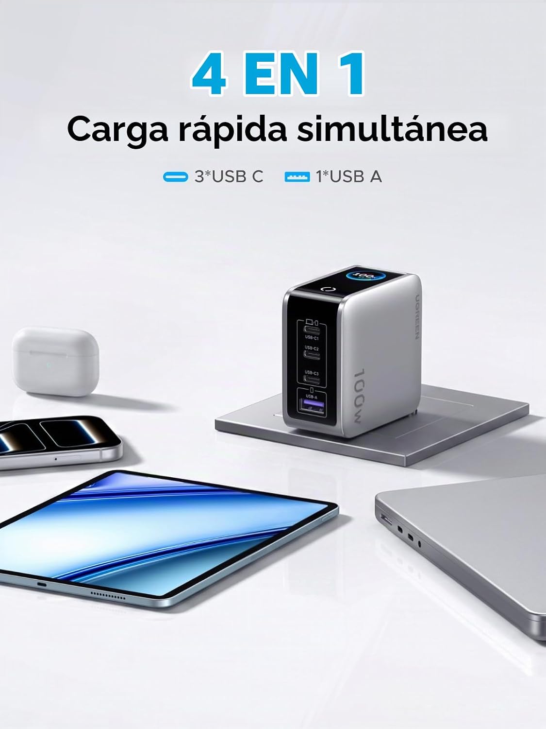 Cargador-UGREEN-Nexode-Pro-100-W-de-4-Puertos-con-Pantalla-Inteligente-4