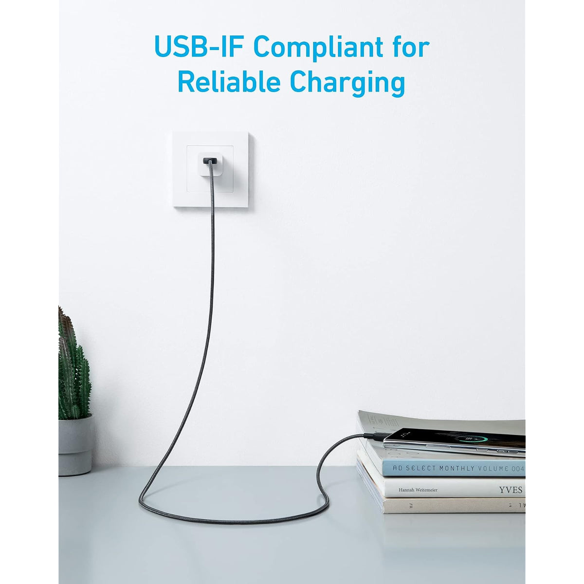 Cable Anker USB A to USB C Cable, Charger Cord (2-Pack, 3 ft, Black) - vista 3