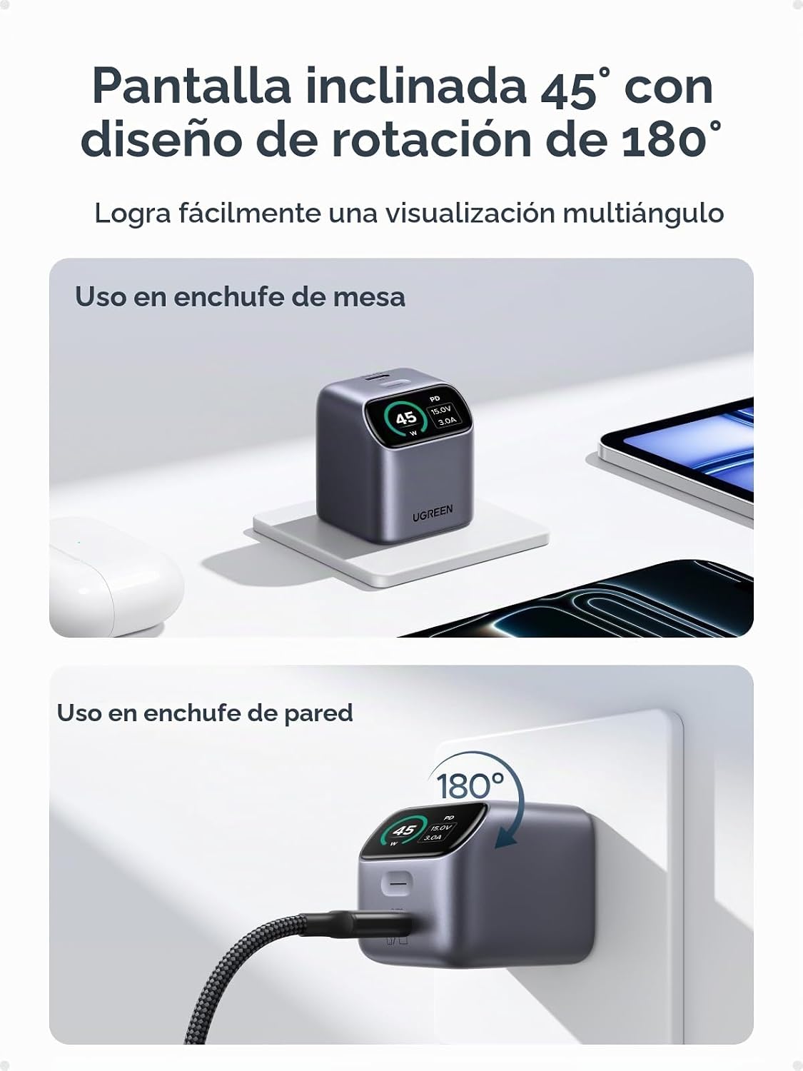 Cargador-de-Pared-UGREEN-Nexode-Pro-45-W-GaN-USB-C-con-Pantalla-Inteligente-4