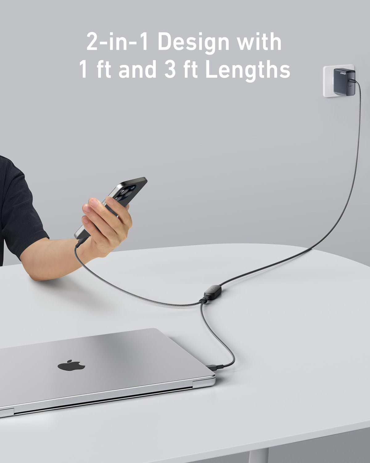 Hub USB-C Anker 4 ft. 2-in-1 USB-C to USB-C Cable 140W