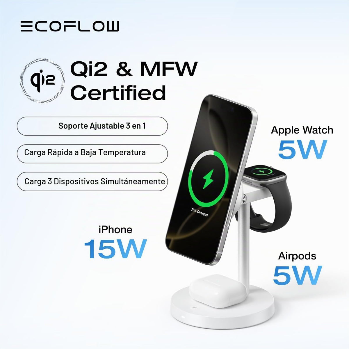 Estación-de-Carga-Inalámbrica-EcoFlow-RAPID-3-en-1-Qi2-para-iPhone-Apple-Watch-y-AirPods-Blanco-2