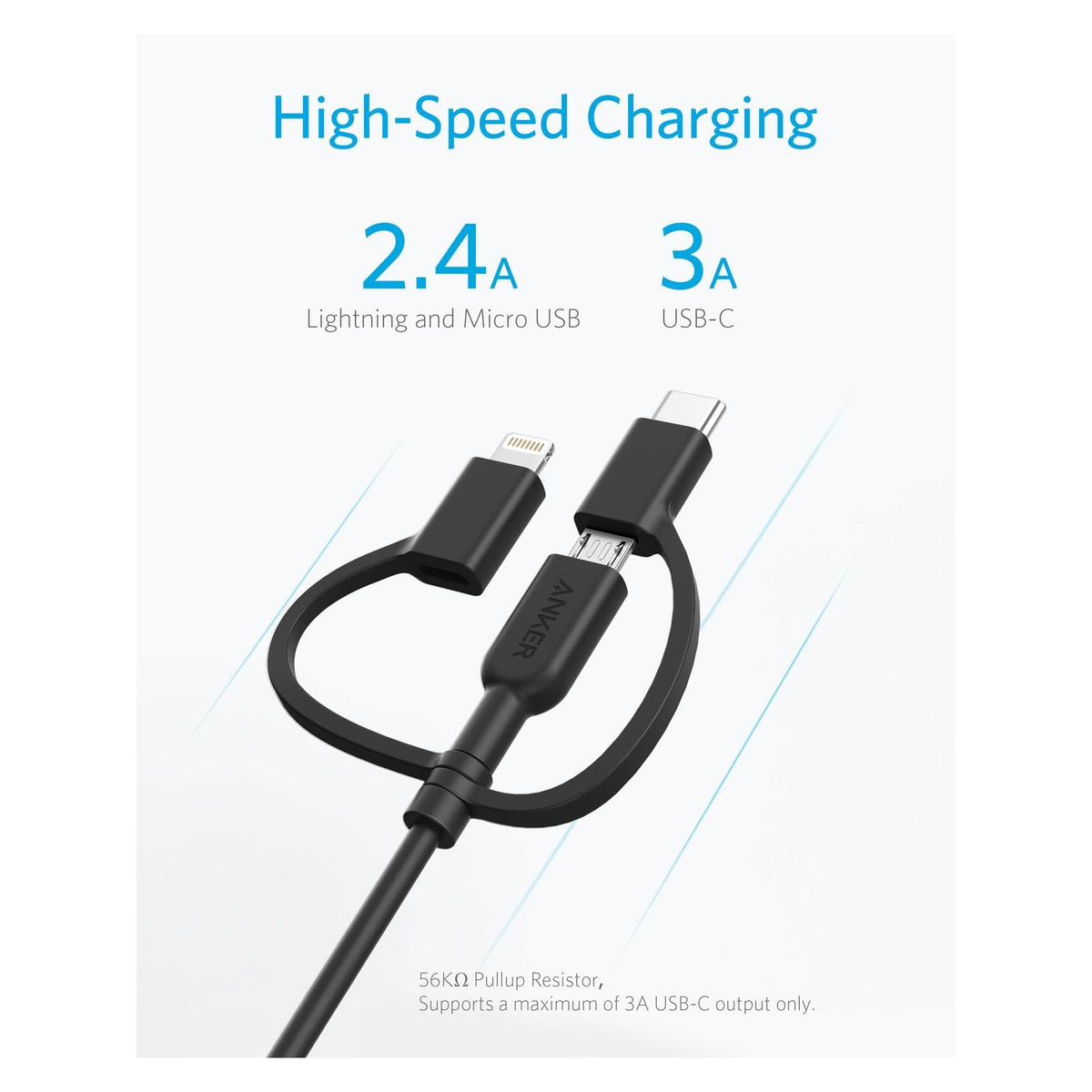 Cable Anker Powerline II 3 en 1 Lightning, USB C, cable micro USB - vista 5