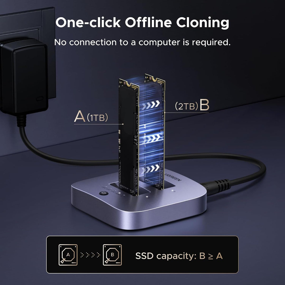 Clonador-UGREEN-de-20-Gbps-Carcasa-Duplicadora-M-2-NVMe-de-Doble-Bahía-para-Mac-mini-3