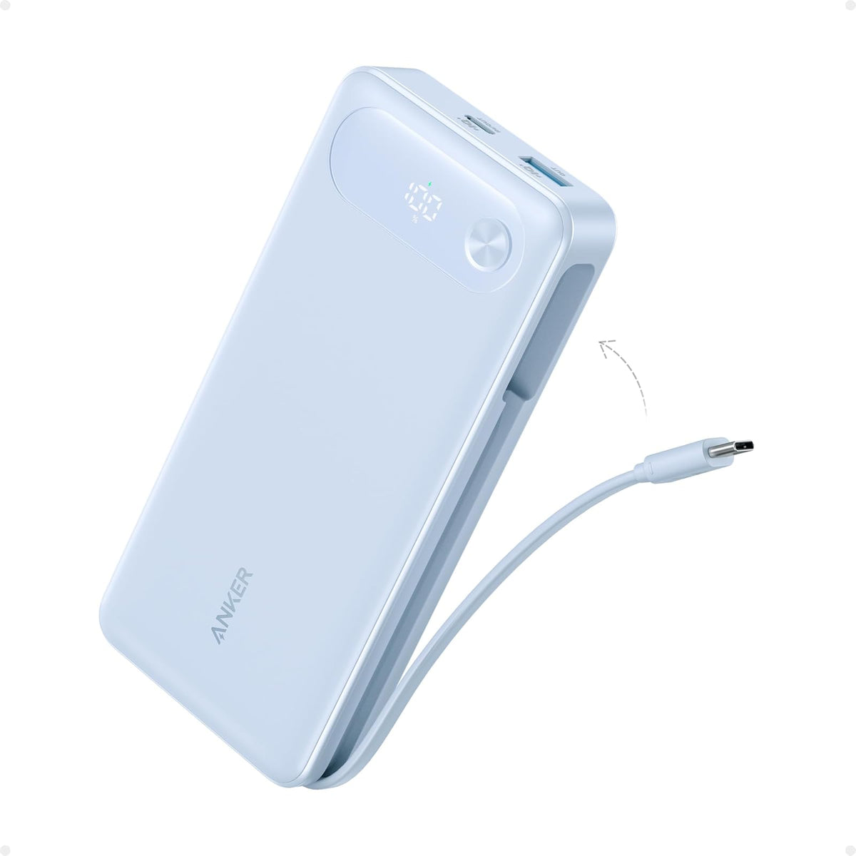 Anker Power Bank, 20,000 mAh Travel Essential, cable USB-C integrado
