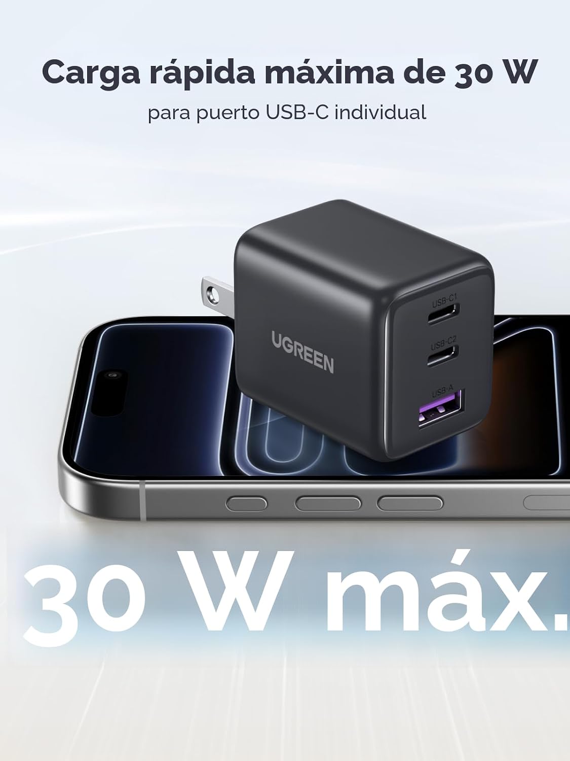 Cargador-de-Pared-UGREEN-30-W-GaN-II-de-3-Puertos-USB-C-3