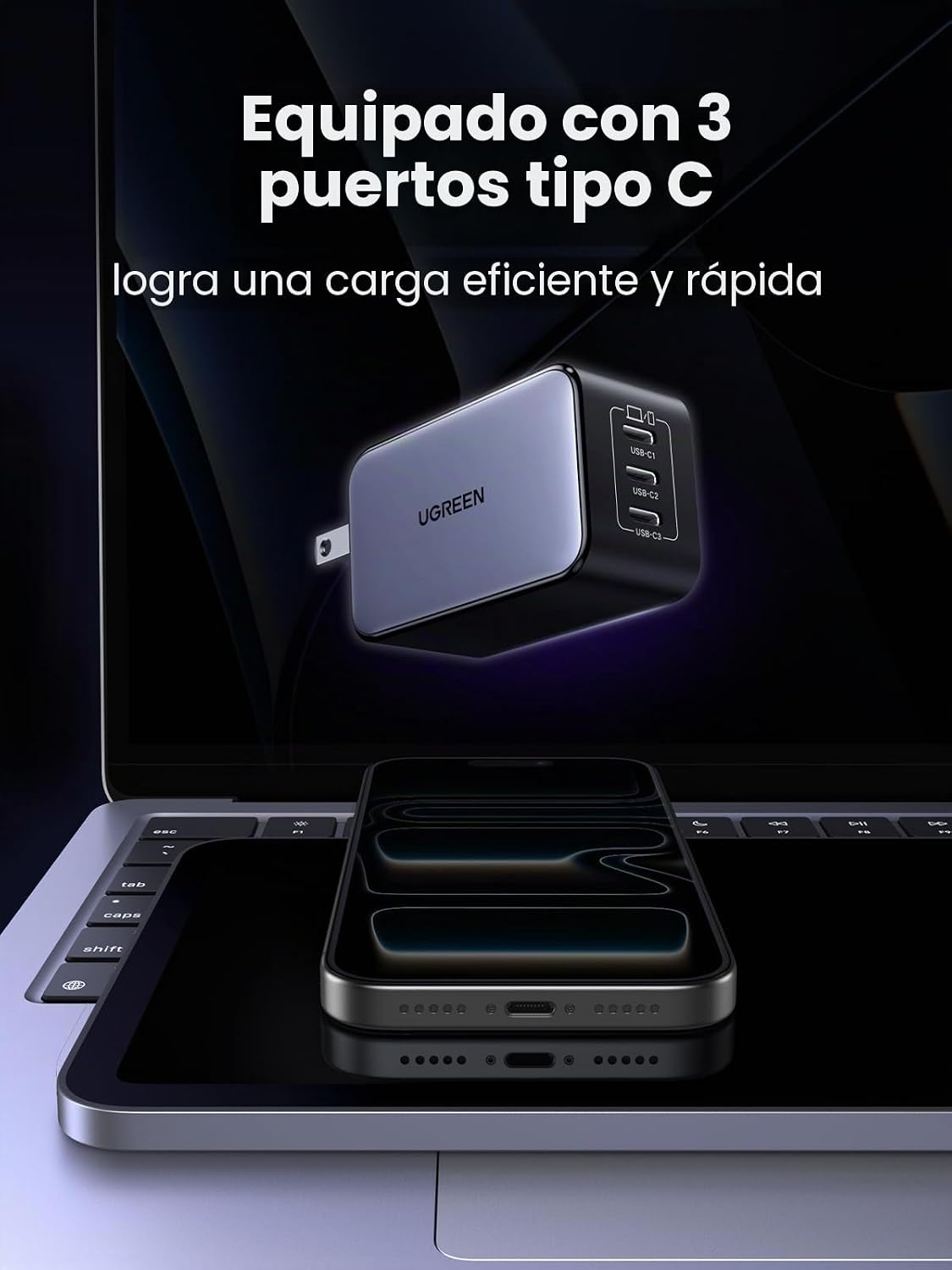Cargador-de-Pared-UGREEN-Nexode-65-W-GaN-de-3-Puertos-4