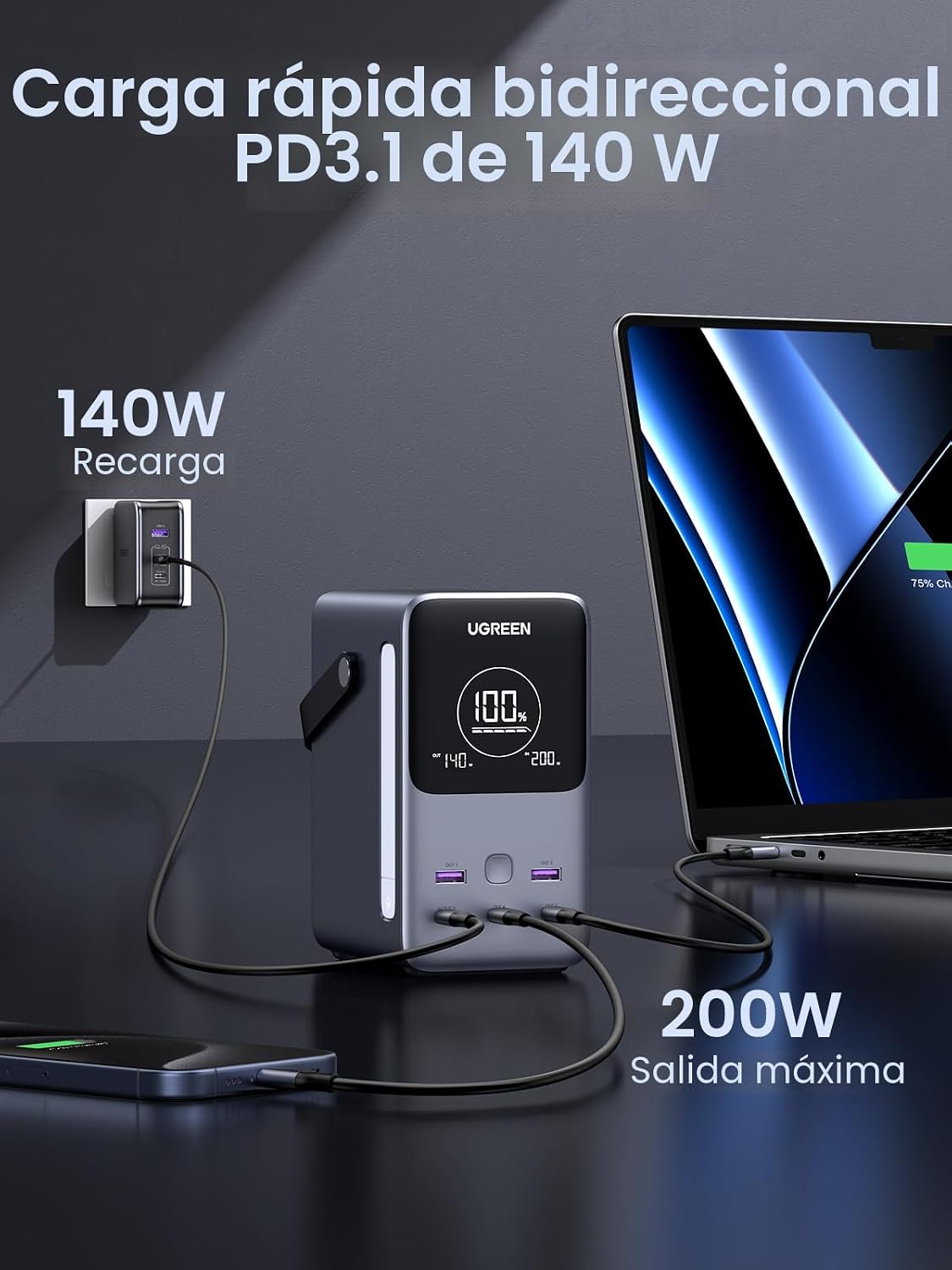 Estación-de-Energía-Portátil-UGREEN-300-W-48-000-mAh-para-Camping-5
