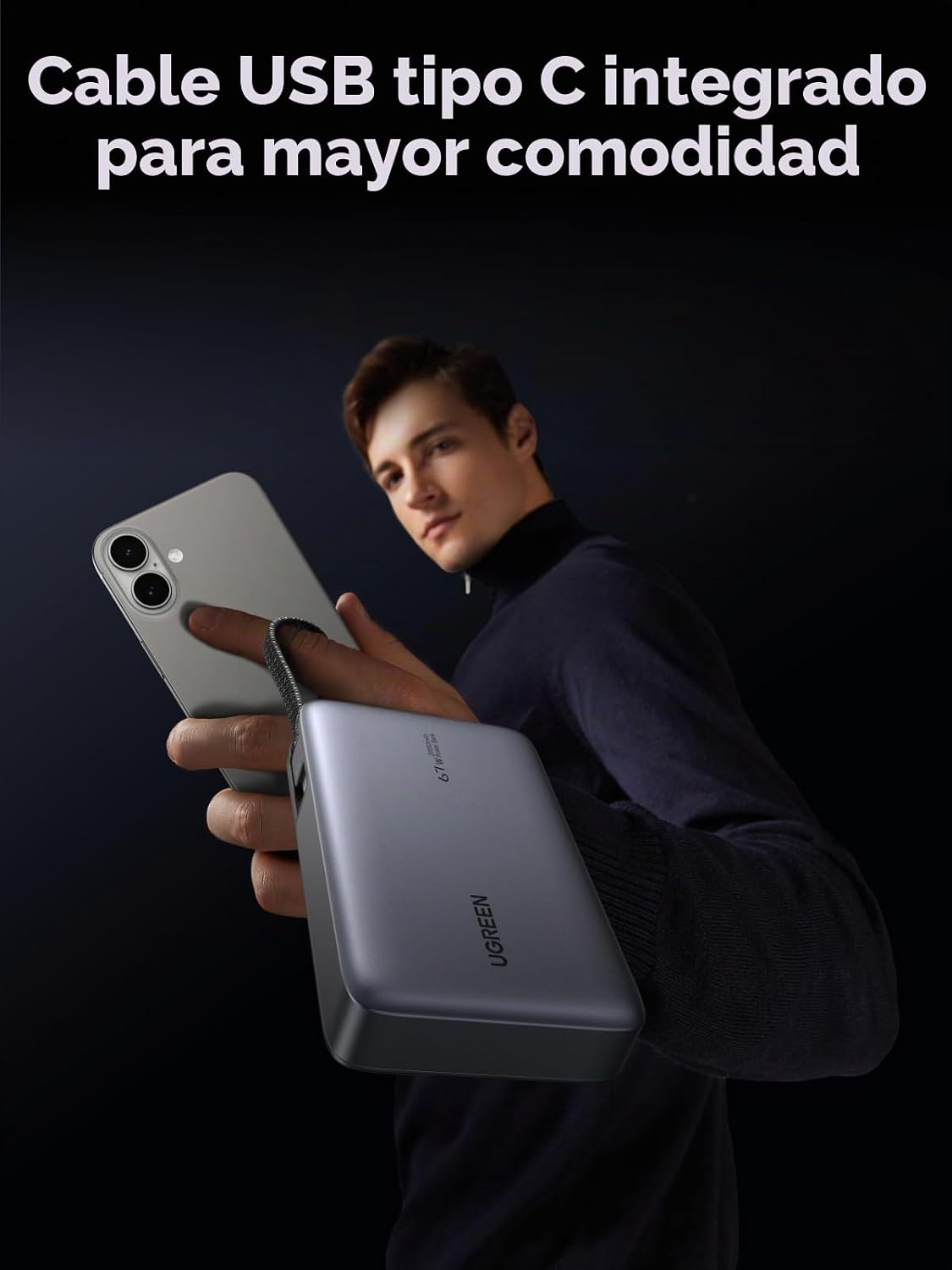 Power-Bank-UGREEN-Nexode-20-000-mAh-67-W-con-Cable-USB-C-Integrado-5