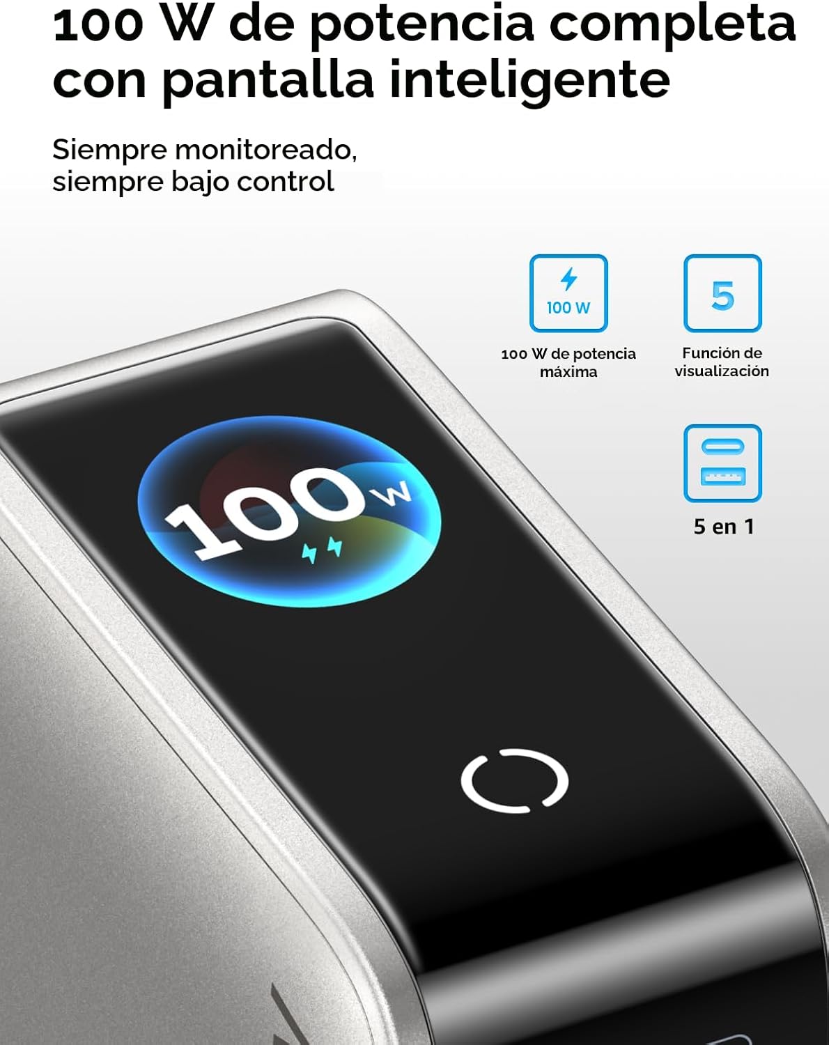 Cargador-UGREEN-Nexode-Pro-100-W-GaN-USB-C-con-Pantalla-Inteligente-2