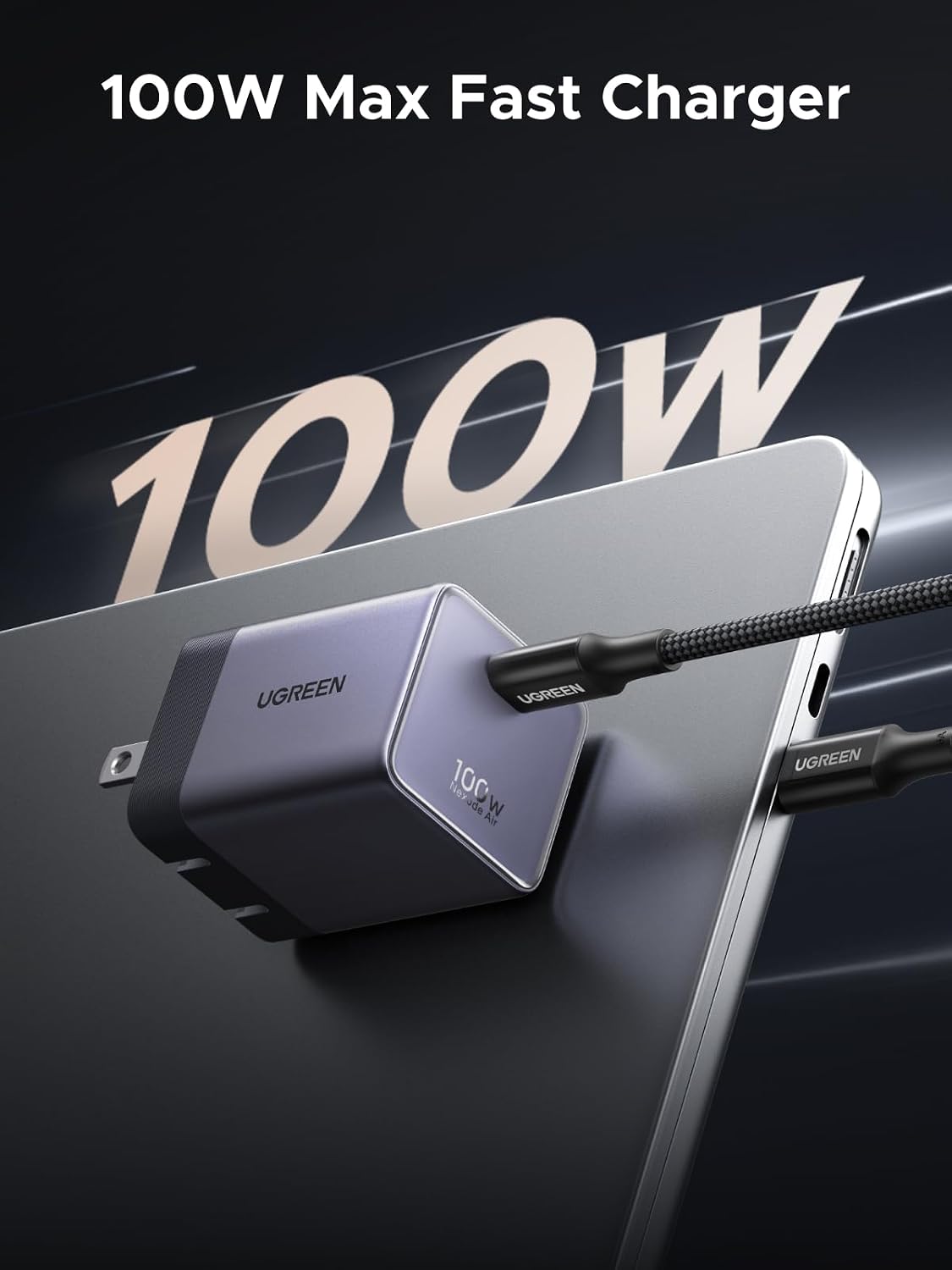 Cargador-de-Pared-UGREEN-Nexode-Air-100-W-GaN-con-Cable-USB-C-2