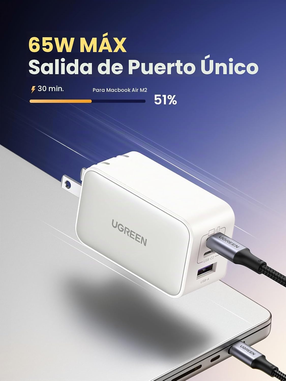 Cargador-de-Pared-UGREEN-Nexode-65-W-GaN-USB-C-de-3-Puertos-2