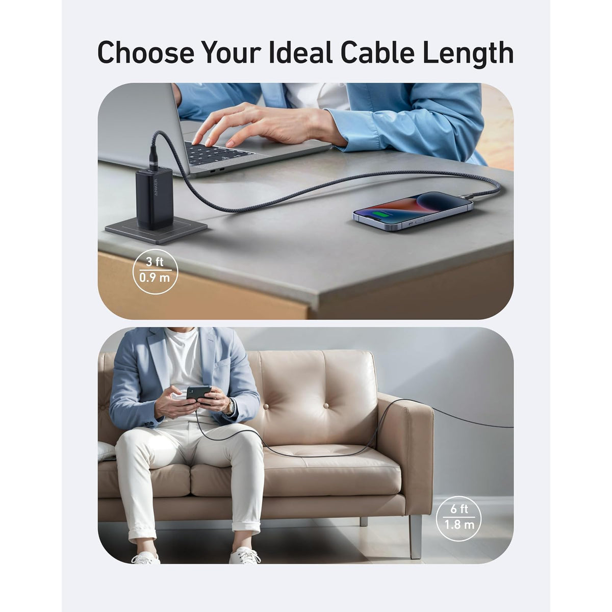 Cable Anker USB C a Lightning, cable trenzado reciclado (6 pies) - vista 7