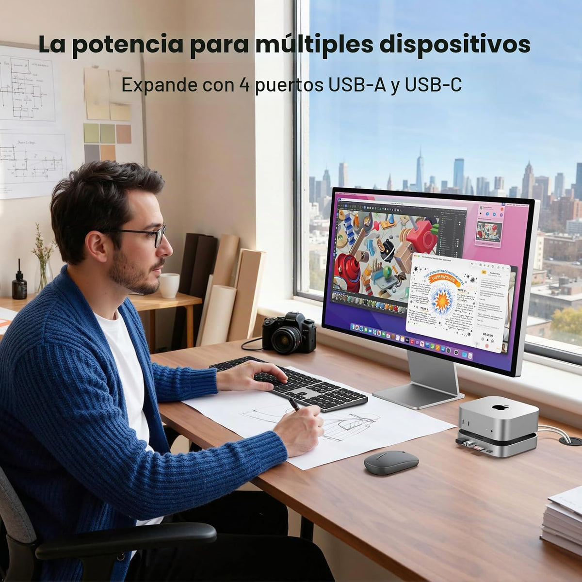 Hub-Dock-UGREEN-para-Mac-mini-con-DisplayPort-4K-a-144-Hz-y-Carcasa-NVMe-5