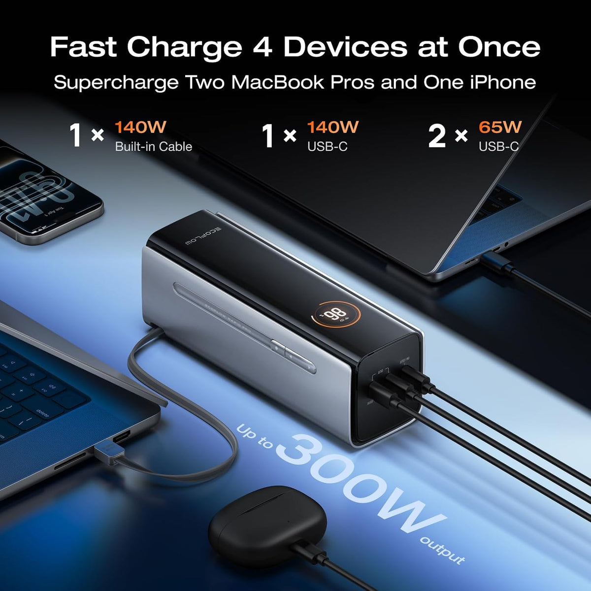 Power-Bank-EcoFlow-RAPID-Pro-27650-mAh-300-W-con-Cable-Integrado-y-Cargador-USB-C-2