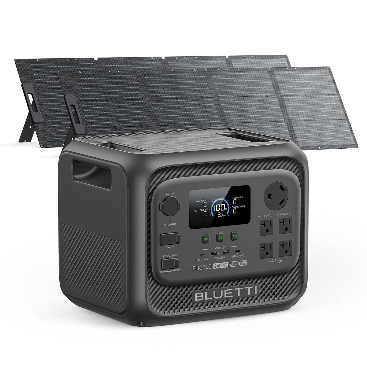Estación de Energía Portátil BLUETTI Elite 300, 3014.4 Wh, 2400 W + 2 x Panel Solar 200 W