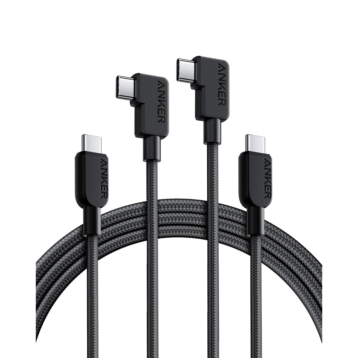 Cable Anker USB C a USB C en ángulo recto, 240 W (paquete de 2, 6 pies