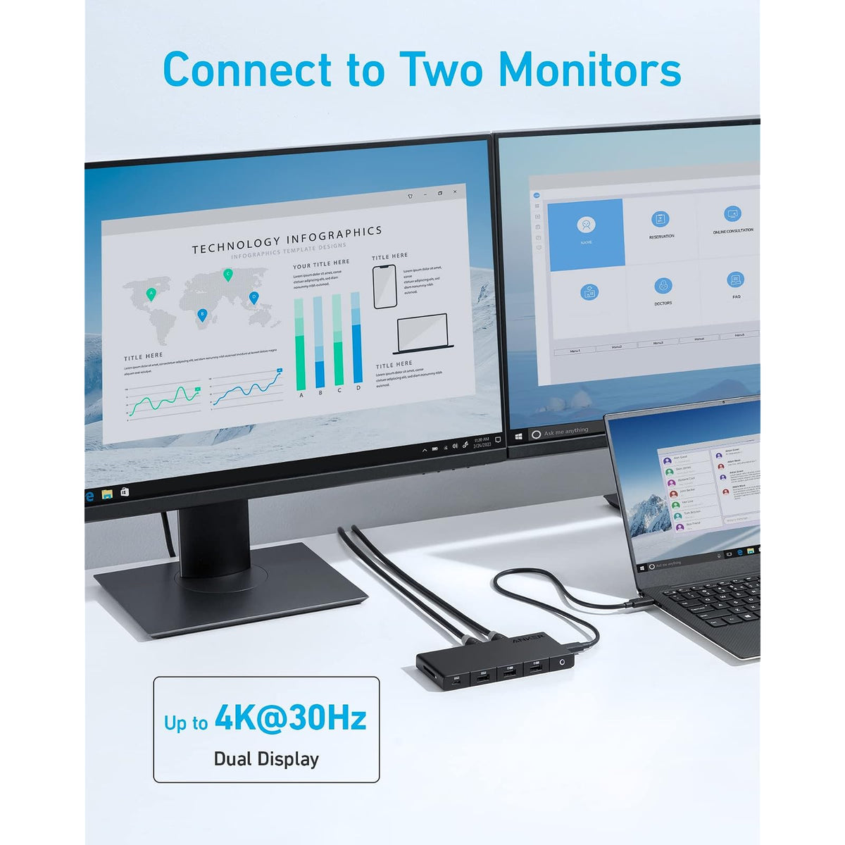 Hub USB Anker USB C 364 (10 en 1, HDMI 4K dual) - vista 3