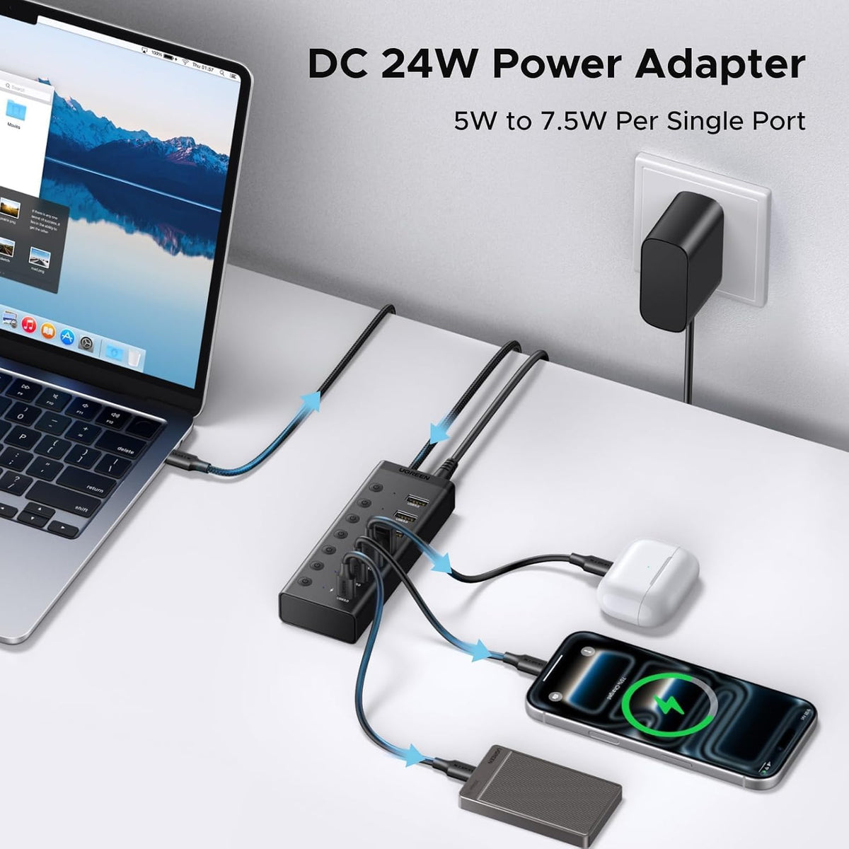 Hub-USB-3-0-UGREEN-Alimentado-de-7-Puertos-5-USB-A-y-2-USB-C-a-5-Gbps-4