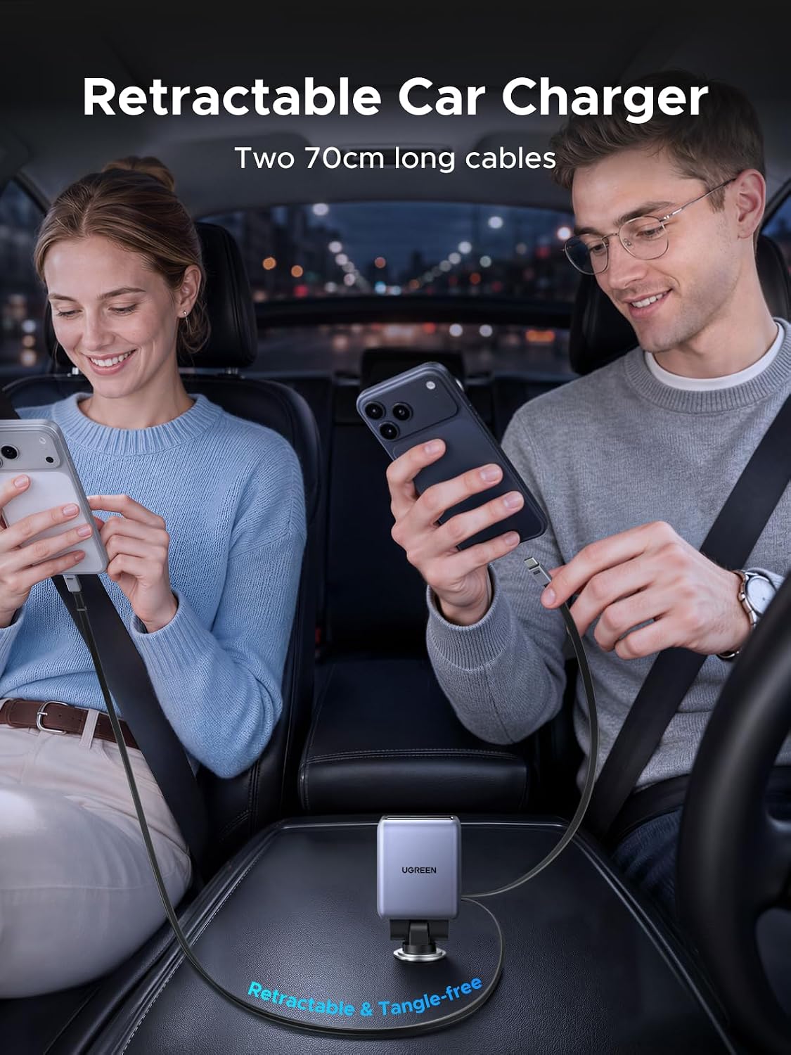 Cargador-de-Auto-UGREEN-Retráctil-de-150-W-y-4-Puertos-con-Cable-EC607-4