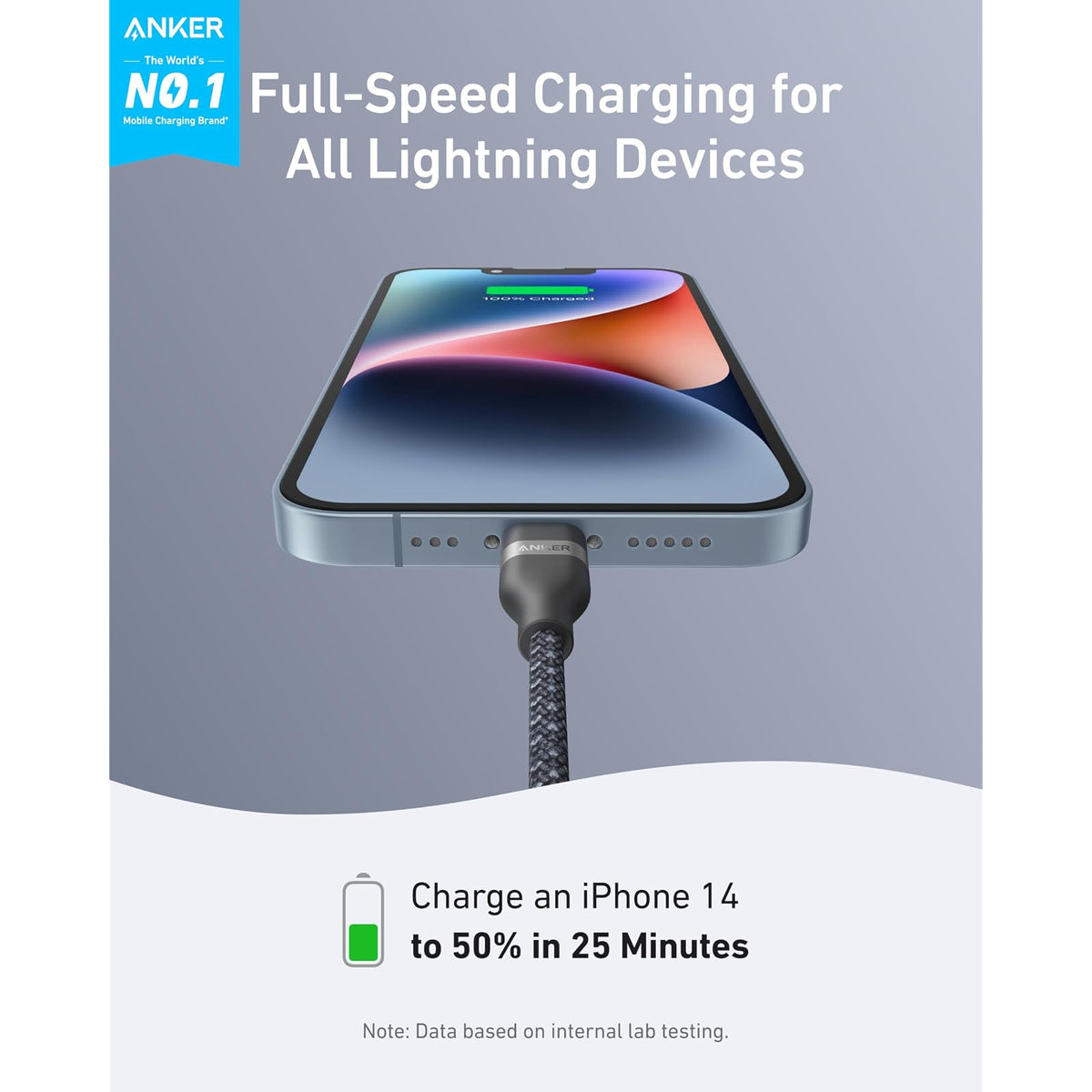 Cable Anker USB C a Lightning, cable trenzado reciclado (6 pies) - vista 2
