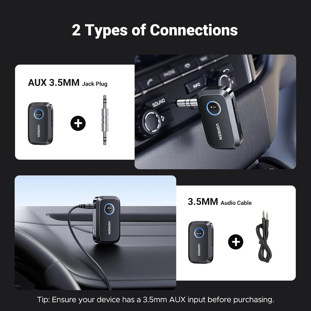 Adaptador-Bluetooth-5-4-UGREEN-para-Auto-con-Llamadas-Manos-Libres-y-Cancelación-de-Ruido-6