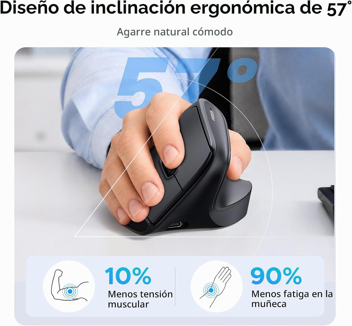 Ratón-Vertical-Ergonómico-UGREEN-Inalámbrico-Recargable-6