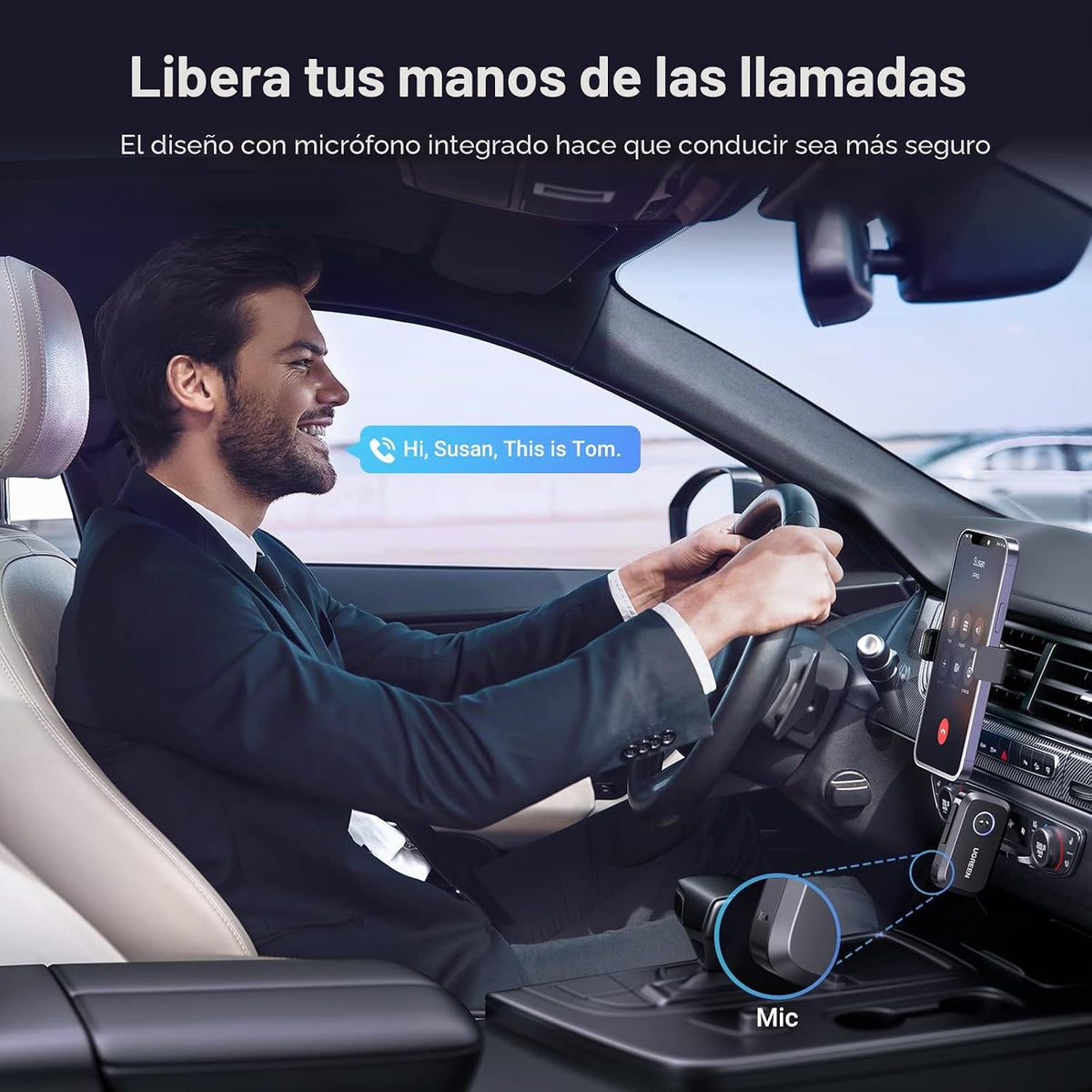 Adaptador-Bluetooth-5-4-UGREEN-para-Auto-con-Llamadas-Manos-Libres-y-Cancelación-de-Ruido-3