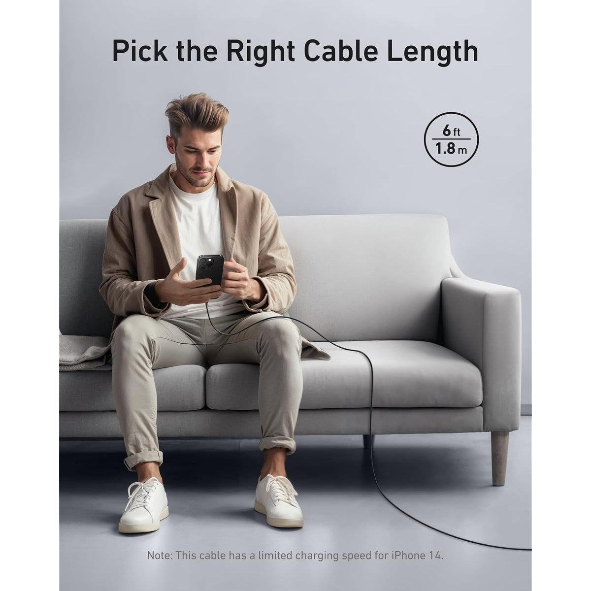 Cable Anker Powerline Flow - Cable USB A a Lightning (6 pies, USB 2.0) - vista 7
