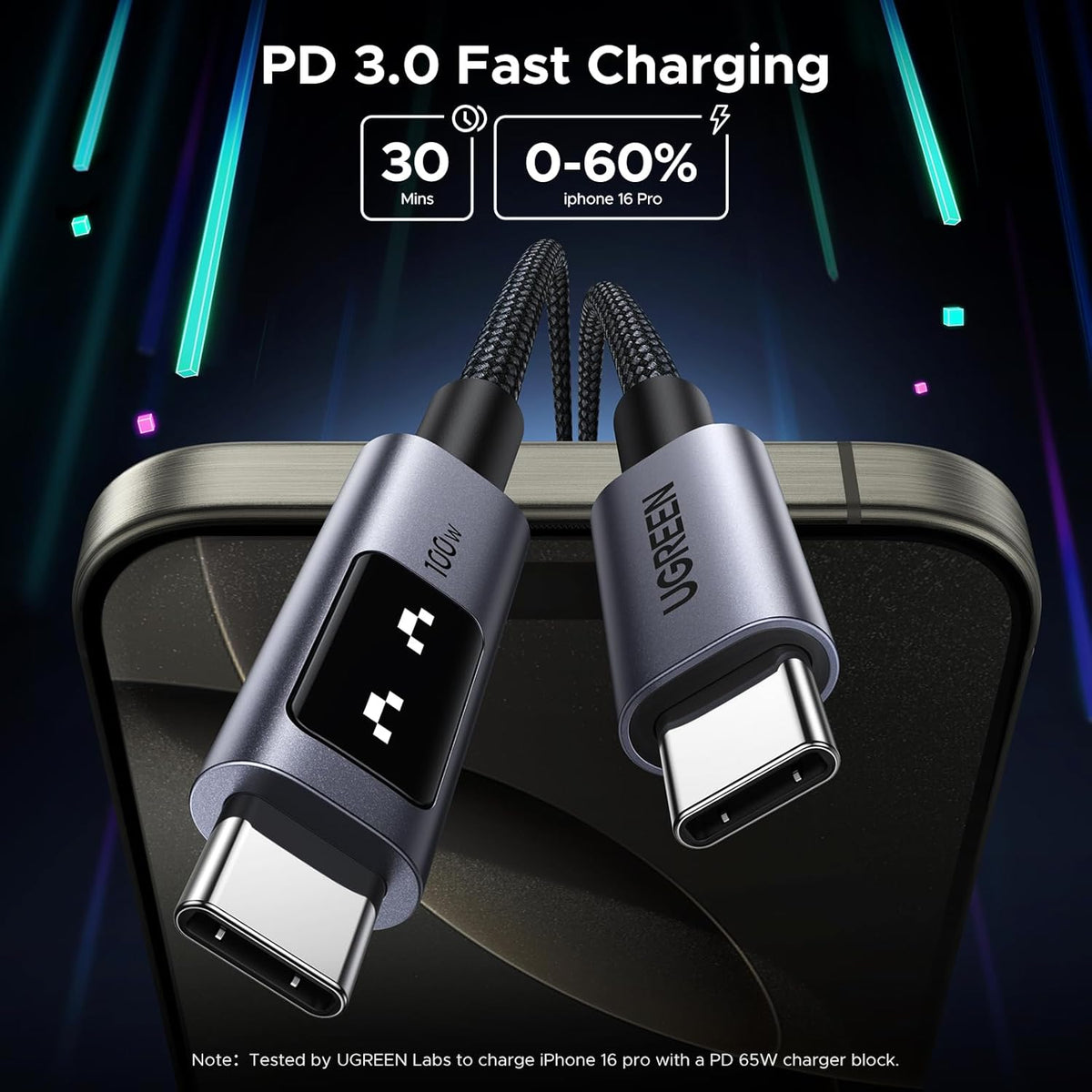 Cable-USB-C-a-USB-C-UGREEN-Uno-100-W-con-Pantalla-LED-3