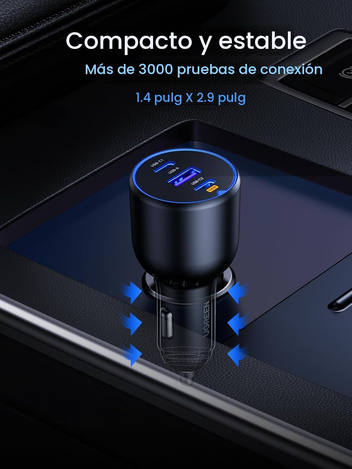 Cargador-de-Auto-UGREEN-130-W-de-3-Puertos-USB-C-8