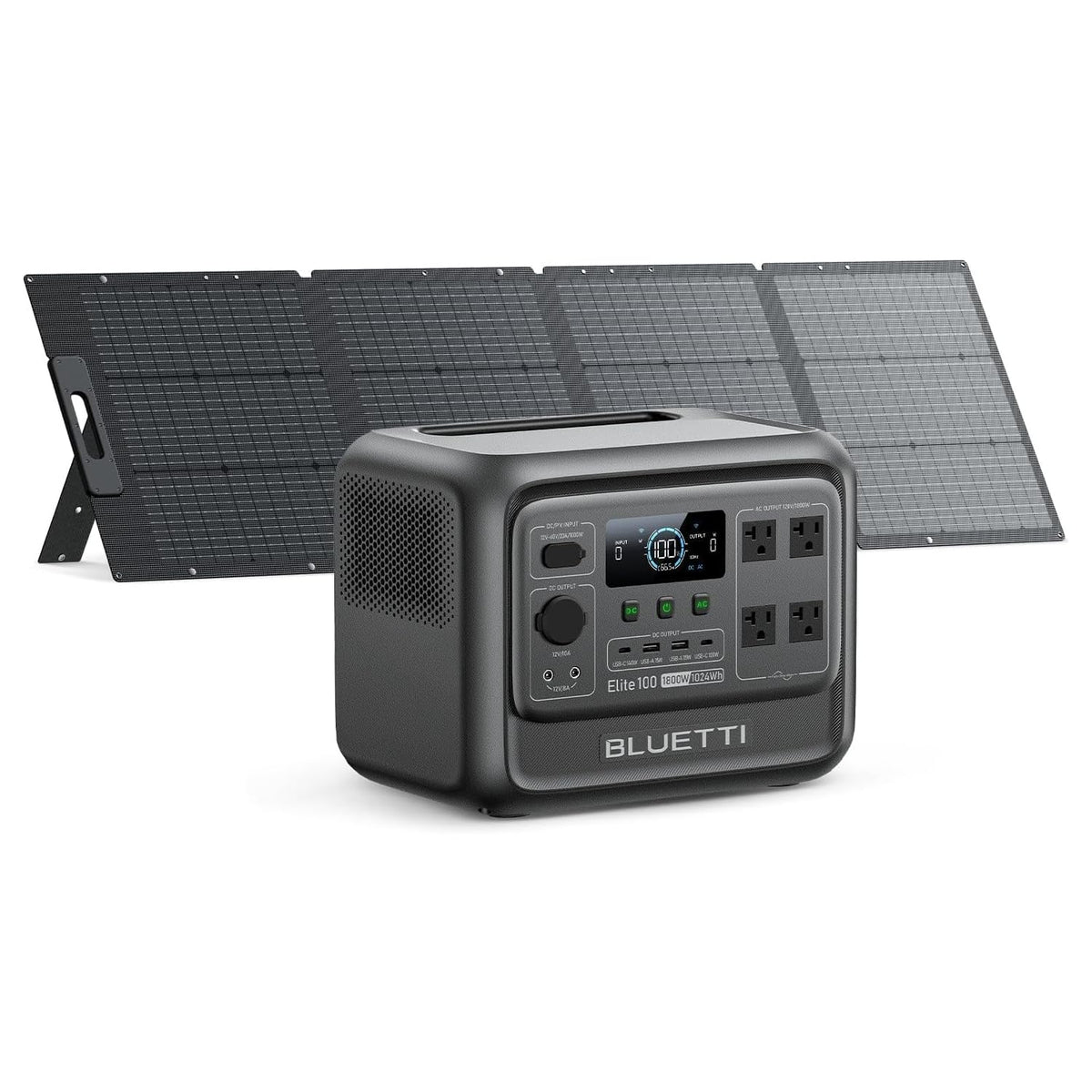 Estación de Energía Portátil BLUETTI Elite 100 V2, 1024 Wh, 1800 W + Panel Solar 200 W