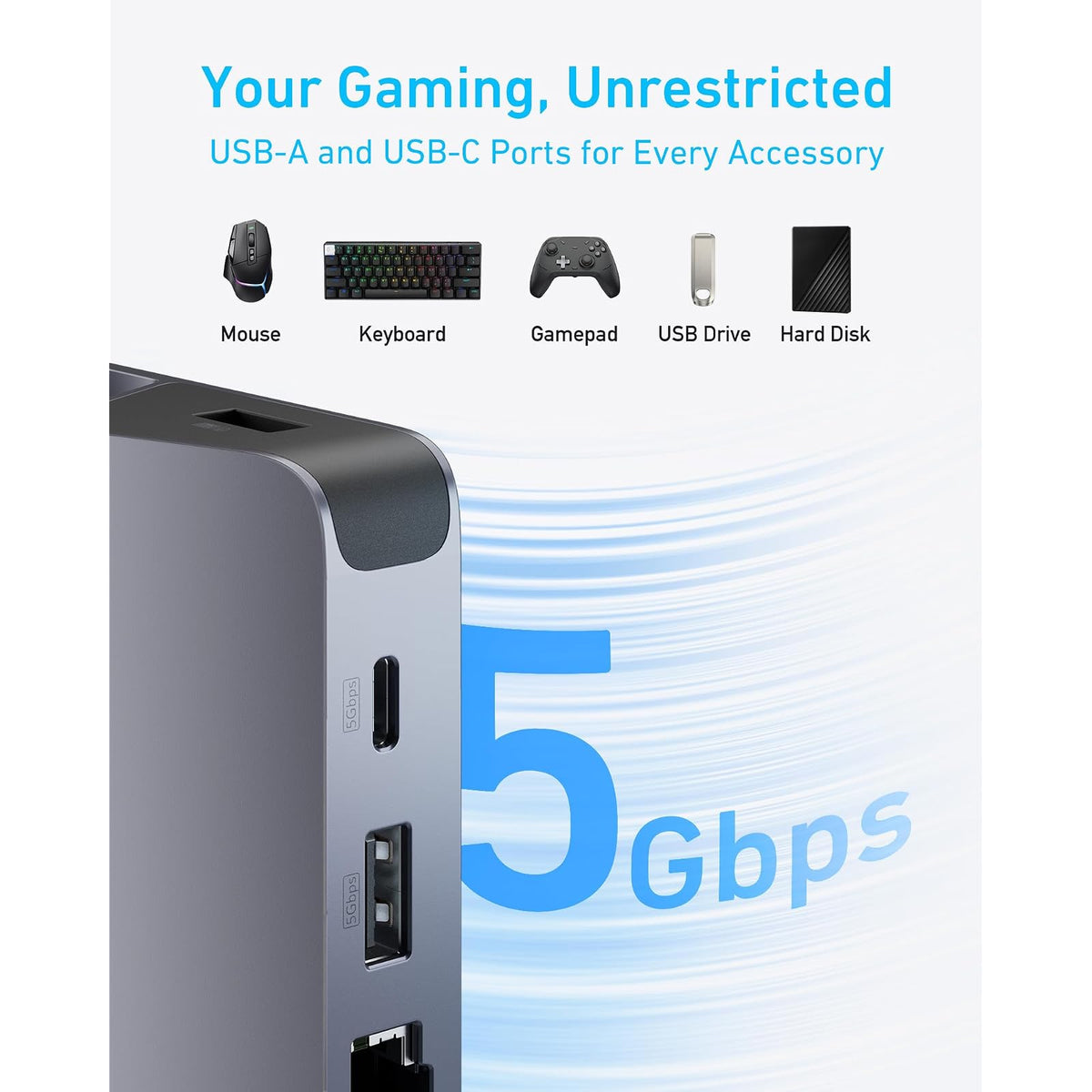 Hub USB Anker Base para cubierta de vapor, estación de acoplamiento HDMI 6 en 1 4K - vista 5