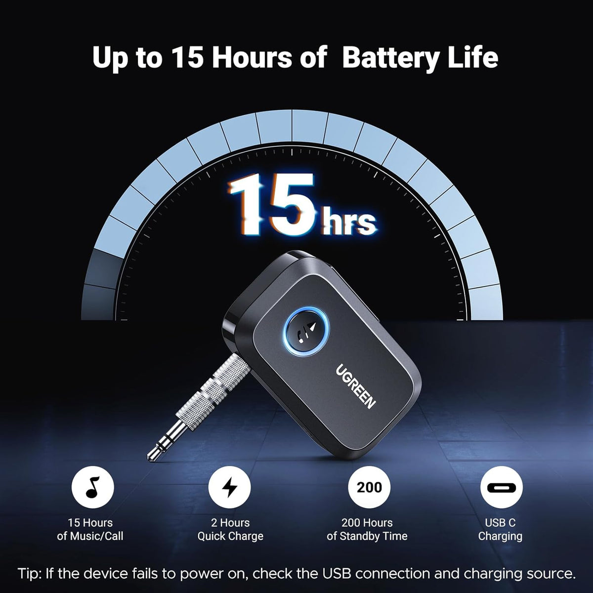 Adaptador-Bluetooth-5-4-UGREEN-para-Auto-con-Llamadas-Manos-Libres-y-Cancelación-de-Ruido-4