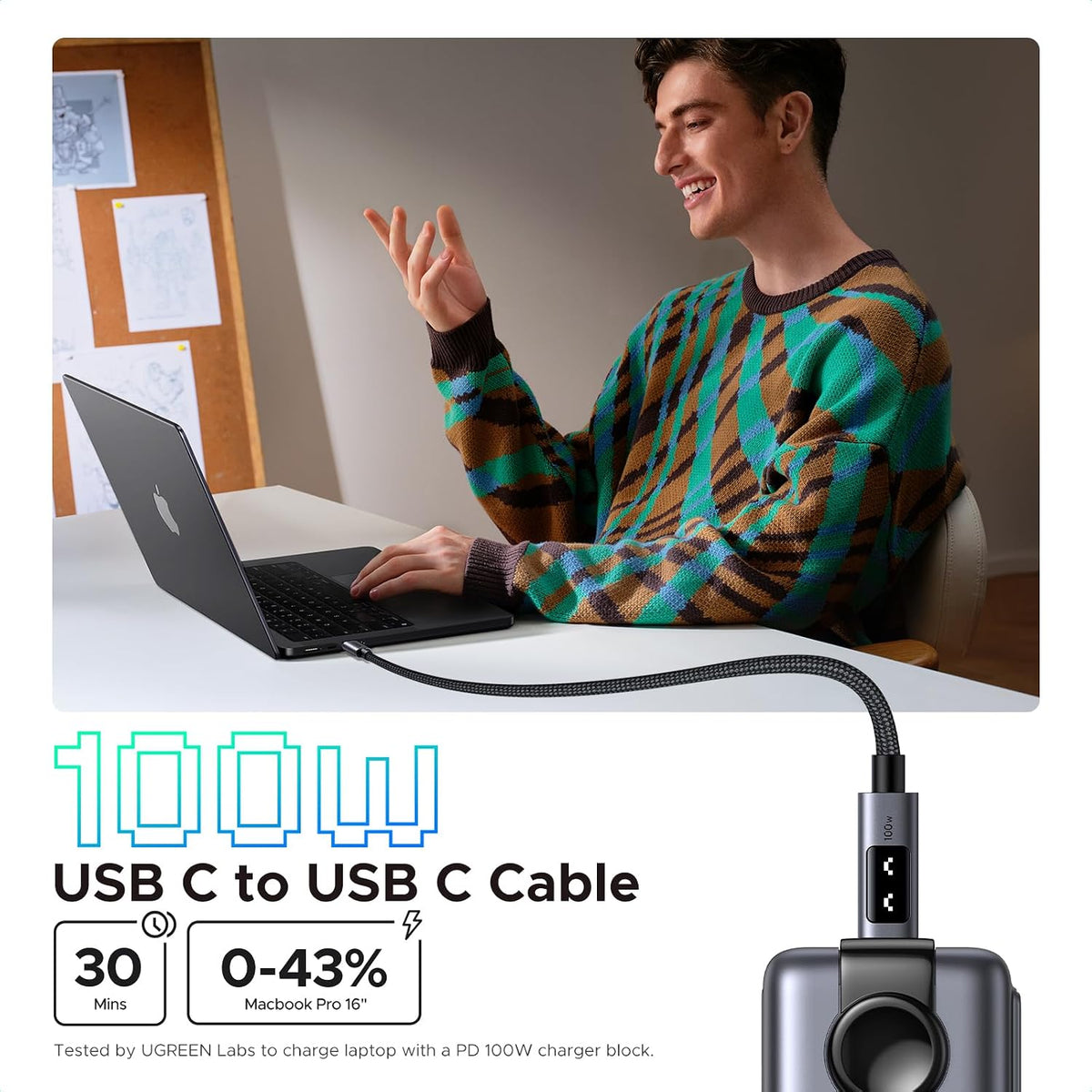 Cable-USB-C-a-USB-C-UGREEN-Uno-100-W-con-Pantalla-LED-2