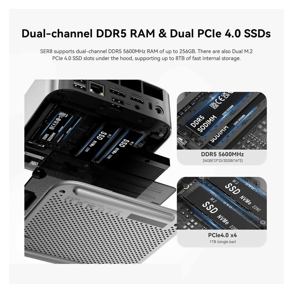 Mini PC Beelink SER8 32 GB RAM 1 TB SSD, con AMD Ryzen 8745HS - vista 5