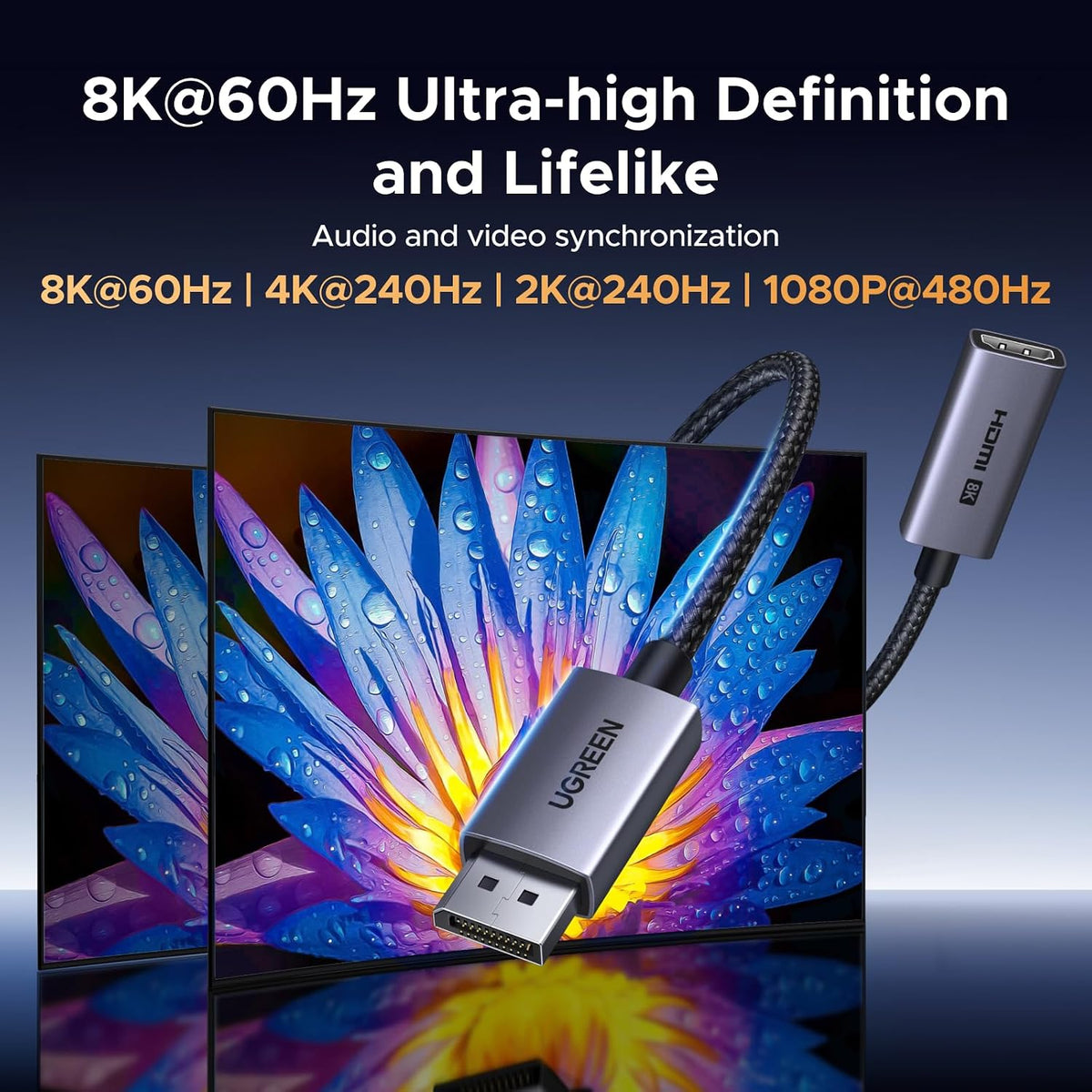 Adaptador-Activo-UGREEN-DisplayPort-a-HDMI-8K-60Hz-Unidireccional-3