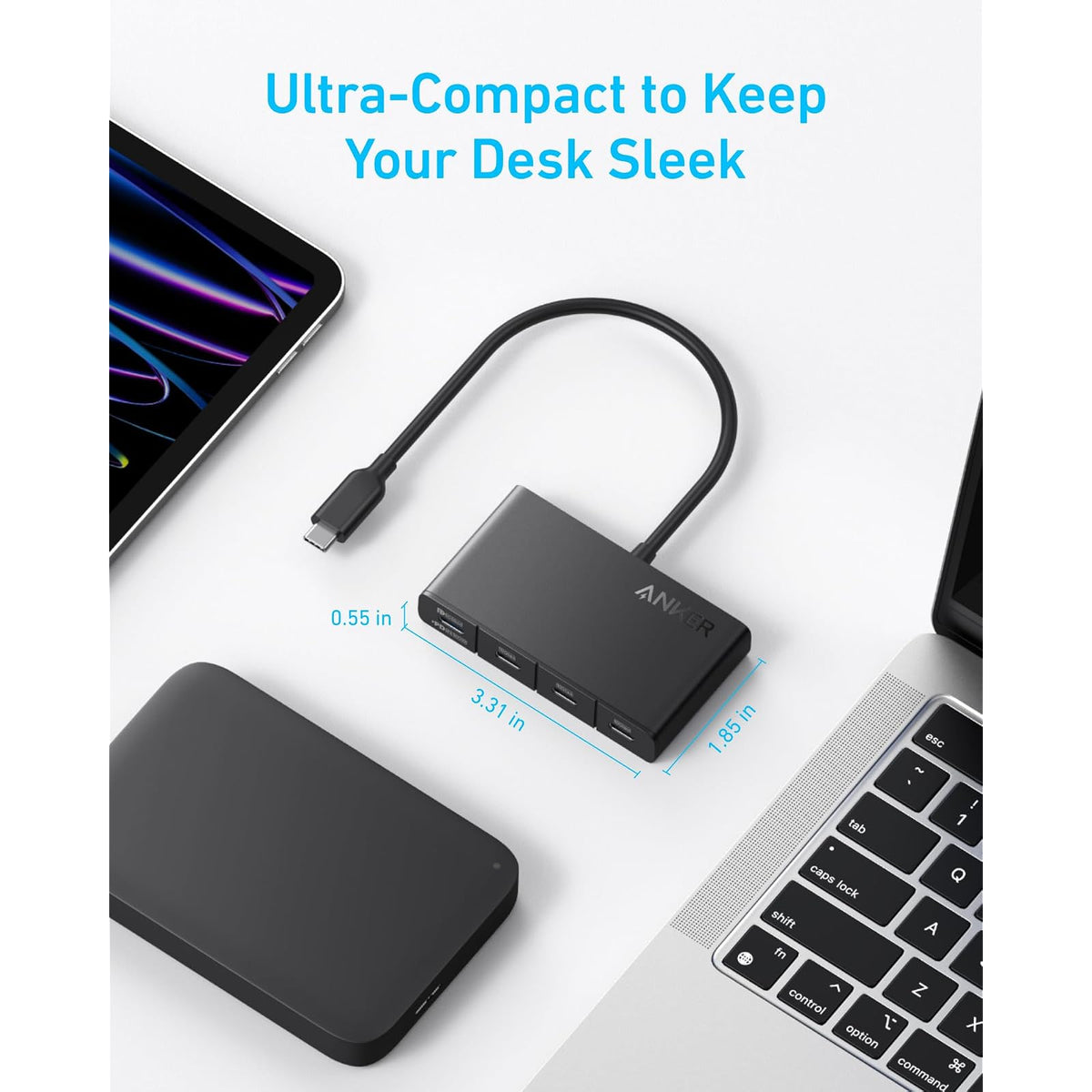 Hub USB Anker USB-C, adaptador USBC a USBC de 4 puertos, divisor USB C multipuerto, concentrador de pantalla USB 3.2 - vista 7