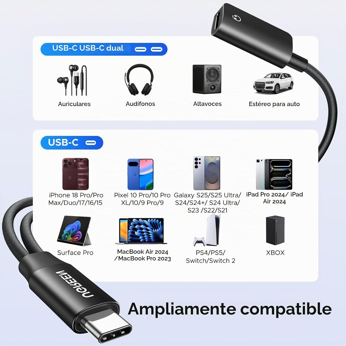 Divisor-Magnético-UGREEN-USB-C-1-a-2-para-Auriculares-y-Carga-6