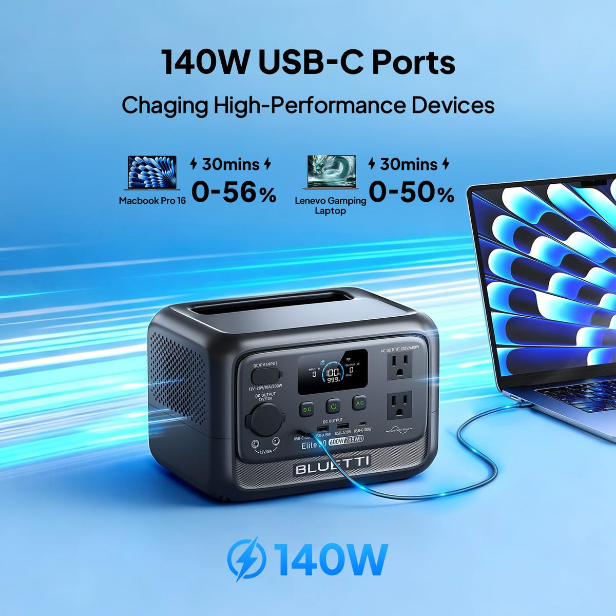 Estación de Energía Portátil BLUETTI Elite 30 V2, 288 Wh, 600 W