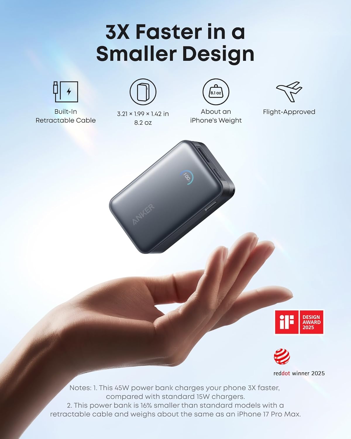 Power Bank Anker Nano 10K 45W USB-C Retráctil