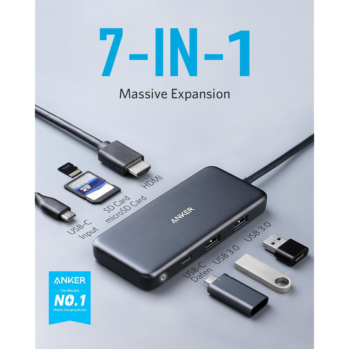 Hub USB Anker USB C, concentrador USBC multipuerto 7 en 1, adaptador HDMI USB-C - vista 2