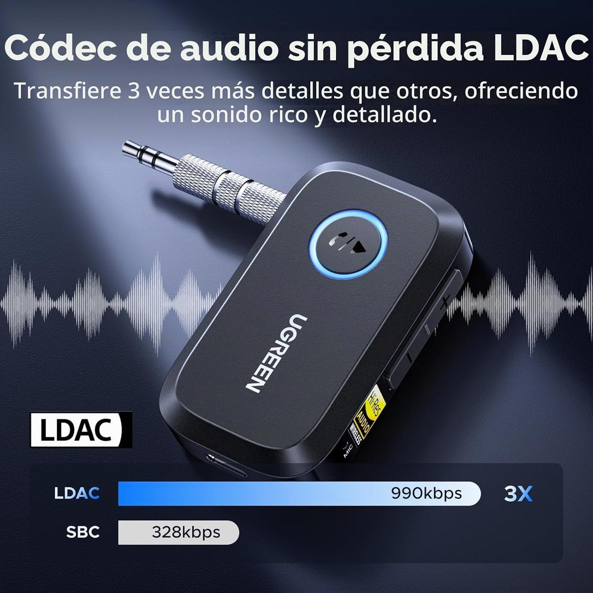 Receptor-Bluetooth-6-0-UGREEN-para-Auto-con-LDAC-y-Cancelación-de-Ruido-AUX-3-5-mm-3