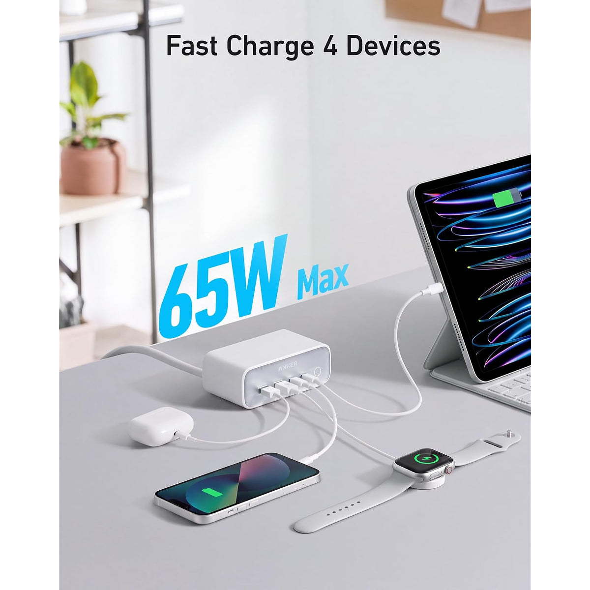 Cable Anker Estación de carga 525, tira de alimentación USB C de 7 en 1 para iPhone 13/14, cable de extensión de 5 pies - vista 3