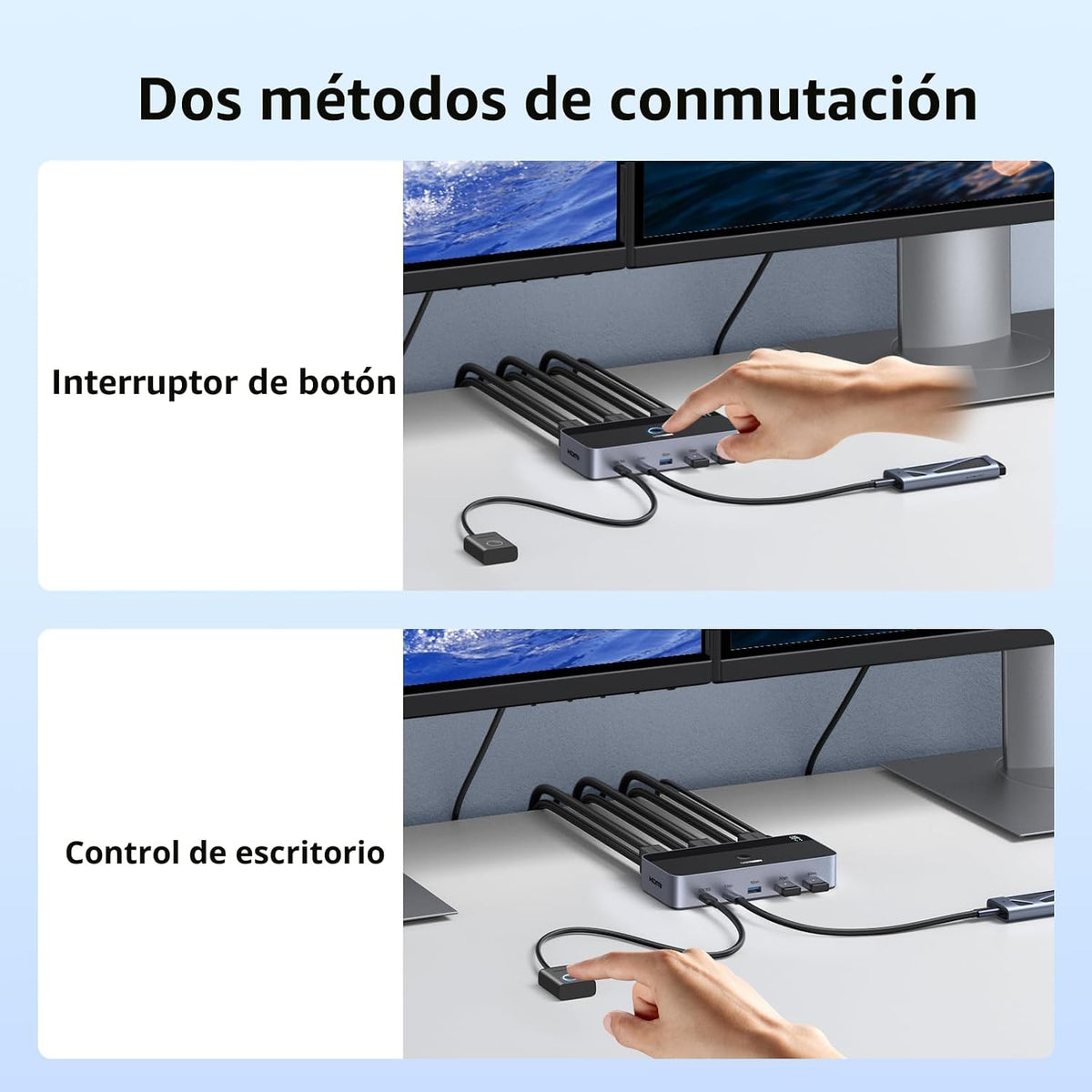 Switch-KVM-UGREEN-HDMI-4K-60Hz-para-2-Monitores-y-2-Computadoras-con-4-Puertos-USB-3-0-8